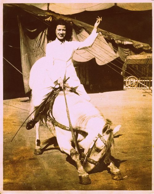 My mother on a horse in the circus